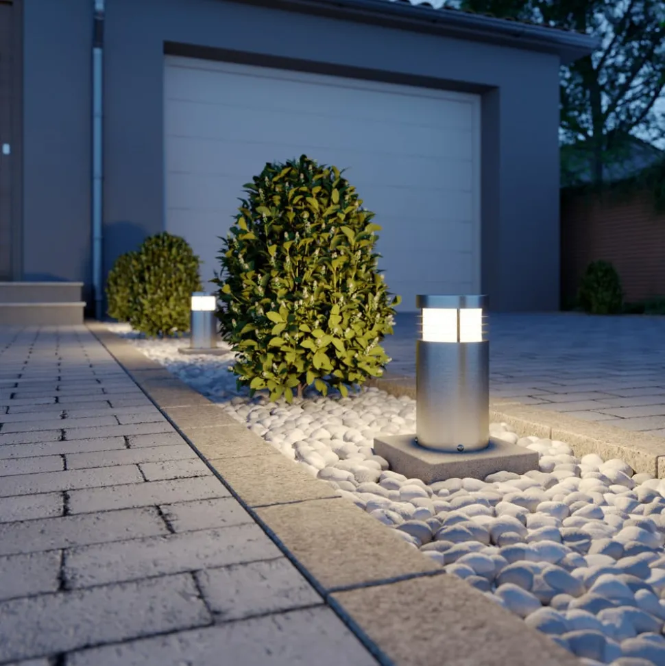 Arcchio Caramia sokkellamp, 23 cm, roestvrij staal, zeewaterbestendig