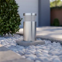 Arcchio Caramia sokkellamp, 23 cm, roestvrij staal, zeewaterbestendig