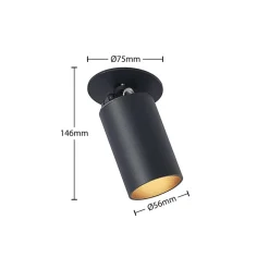 Arcchio Davin inbouwspot, cilinder, zwart