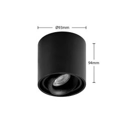 Arcchio downlight Walza, zwart, metaal, Ø 9,3cm, GU10