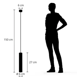 Arcchio Ejona hanglamp, hoogte 27 cm, zwart, aluminium