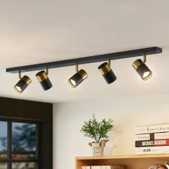 Arcchio Evaro spot, gouden ring achter, 5 -lamps