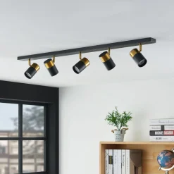 Arcchio Evaro spot, gouden ring achter, 5 -lamps