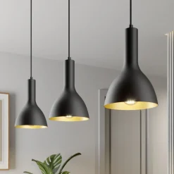 Arcchio hanglamp Cosmina, 3-lamps, lengte 90 cm, zwart