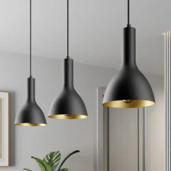 Arcchio hanglamp Cosmina, 3-lamps, lengte 90 cm, zwart