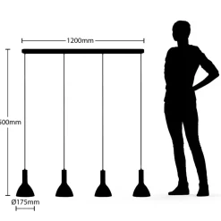 Arcchio hanglamp Cosmina, 4-lamps, lengte 120 cm, zwart