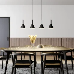 Arcchio hanglamp Tadej, 4-lamps, zwart-wit, metaal, E27