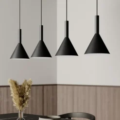 Arcchio hanglamp Tadej, 4-lamps, zwart-wit, metaal, E27