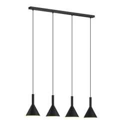 Arcchio hanglamp Tadej, 4-lamps, zwart-wit, metaal, E27