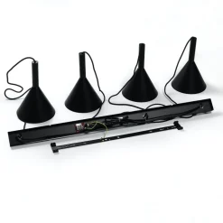 Arcchio hanglamp Tadej, 4-lamps, zwart-wit, metaal, E27