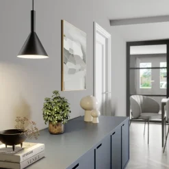 Arcchio hanglamp Tadej, zwart-wit, Ø 19 cm, metaal, E27