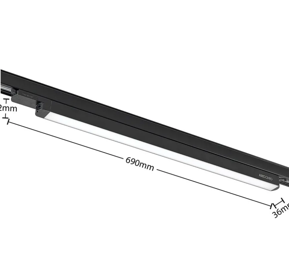 Arcchio Harlow LED track light, zwart, 69 cm, 4.000 K