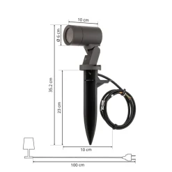 Arcchio Hemmani prikspot, hoogte 35 cm, antraciet, aluminium