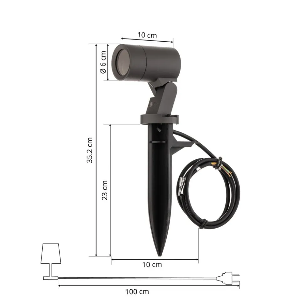 Arcchio Hemmani prikspot, hoogte 35 cm, antraciet, aluminium