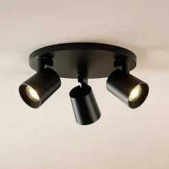 Arcchio Iavo plafondspot, rond, 3-lamps, zwart