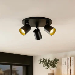 Arcchio Iavo plafondspot, rond, 3-lamps, zwart