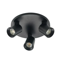 Arcchio Iavo plafondspot, rond, 3-lamps, zwart