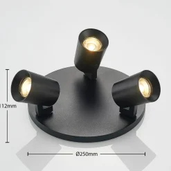 Arcchio Iavo plafondspot, rond, 3-lamps, zwart