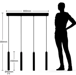 Arcchio Kammeron LED hanglamp, zwart, metaal, 80 cm