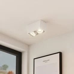 Arcchio Kubika downlight, 19 cm, wit, 2-lamps, metaal