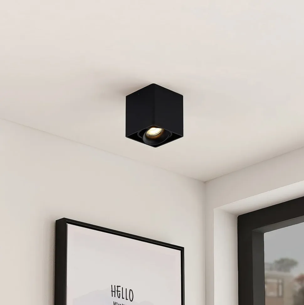 Arcchio Kubika downlight, 9 cm, zwart, 1-lamp, metaal