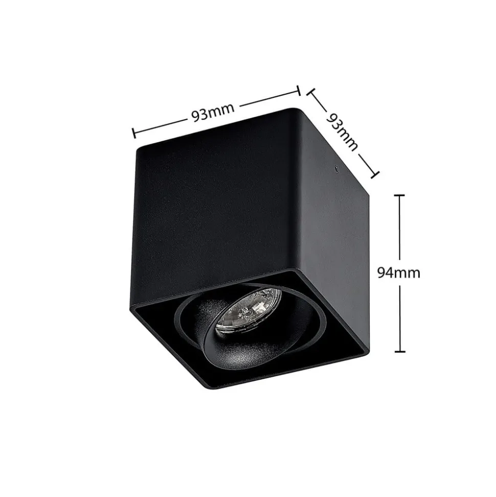 Arcchio Kubika downlight, 9 cm, zwart, 1-lamp, metaal