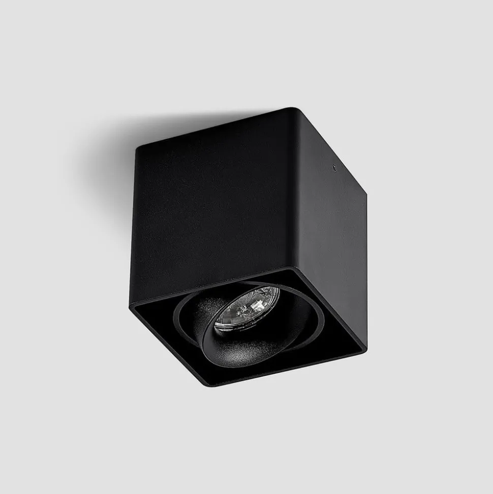 Arcchio Kubika downlight, 9 cm, zwart, 1-lamp, metaal