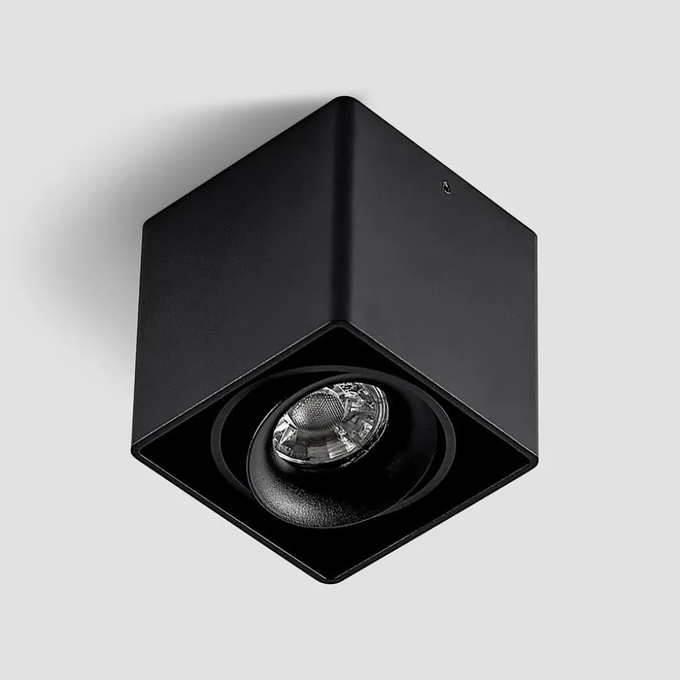 Arcchio Kubika downlight, 9 cm, zwart, 1-lamp, metaal