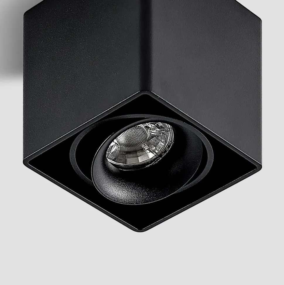 Arcchio Kubika downlight, 9 cm, zwart, 1-lamp, metaal