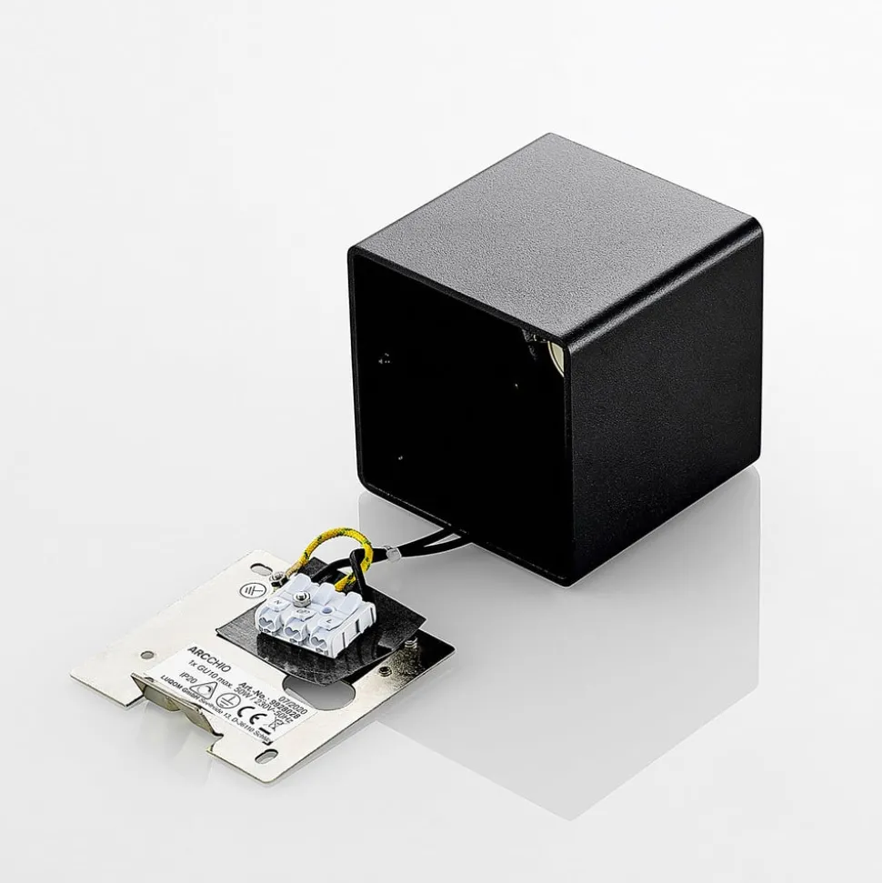 Arcchio Kubika downlight, 9 cm, zwart, 1-lamp, metaal