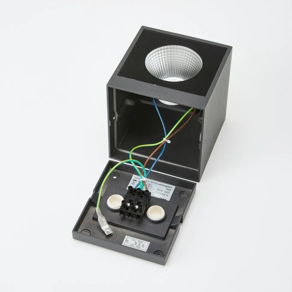 Arcchio LED buiten wandlamp Tassnim, 12 cm, antraciet, IP65