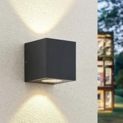 Arcchio LED buiten wandlamp Tassnim, 12 cm, antraciet, IP65