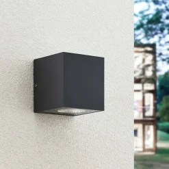 Arcchio LED buiten wandlamp Tassnim, 12 cm, antraciet, IP65