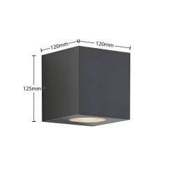 Arcchio LED buiten wandlamp Tassnim, 12 cm, antraciet, IP65