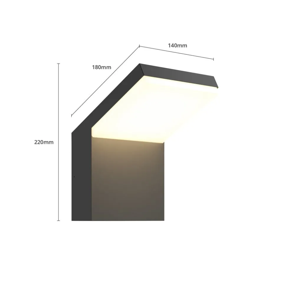 Arcchio LED buiten wandlamp Yolena, antraciet, aluminium, 21cm