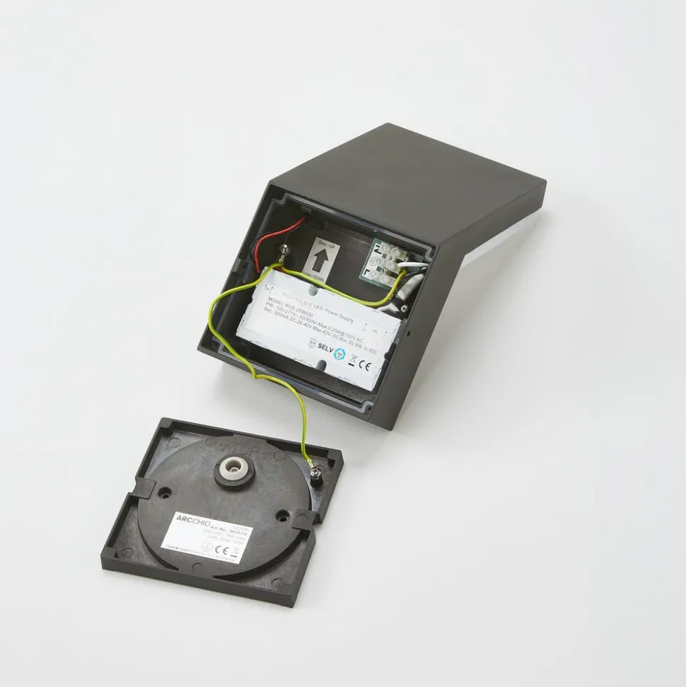 Arcchio LED buiten wandlamp Yolena, antraciet, aluminium, 21cm