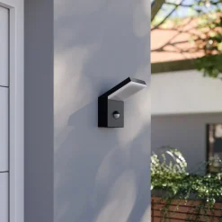 Arcchio LED buiten wandlamp Yolena, sensor, antraciet, aluminium