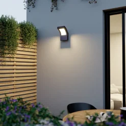 Arcchio LED buiten wandlamp Advik, IP65, antraciet, metaal