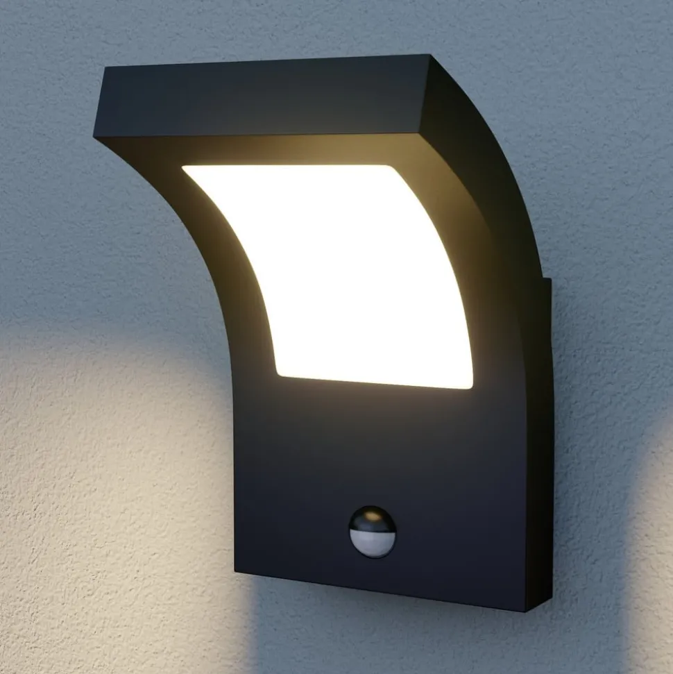 Arcchio LED buiten wandlamp Advik, antraciet, IP54, sensor