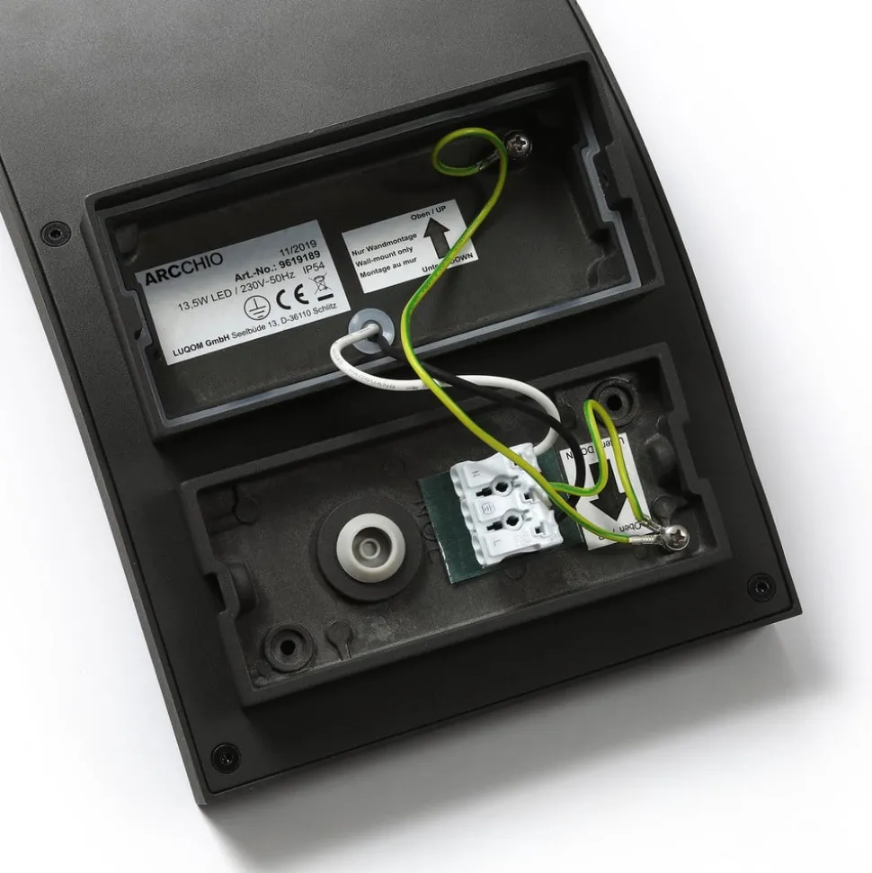 Arcchio LED buiten wandlamp Advik, antraciet, IP54, sensor