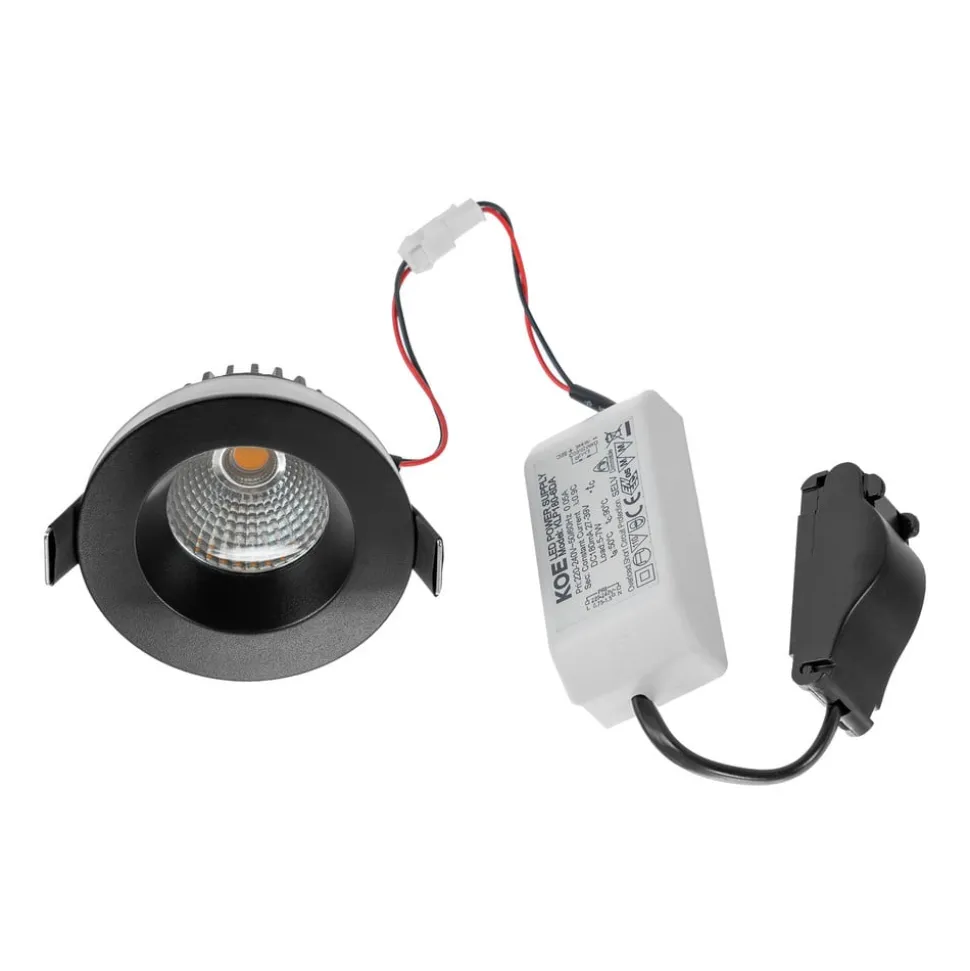 Arcchio LED downlight Aryx, zwart, 3.000K