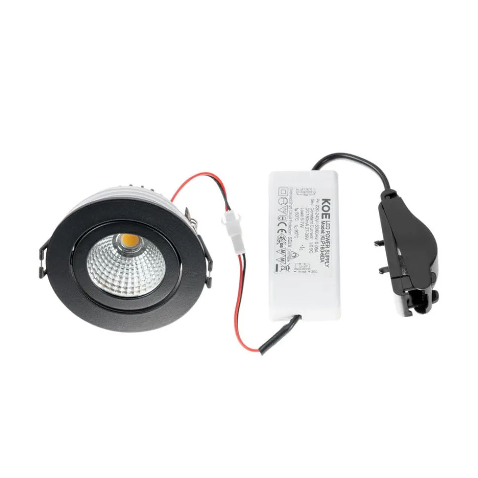 Arcchio LED downlight Jyra, zwart, 4.000K