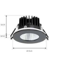 Arcchio LED downlight Lirin, zwart, 2.700K