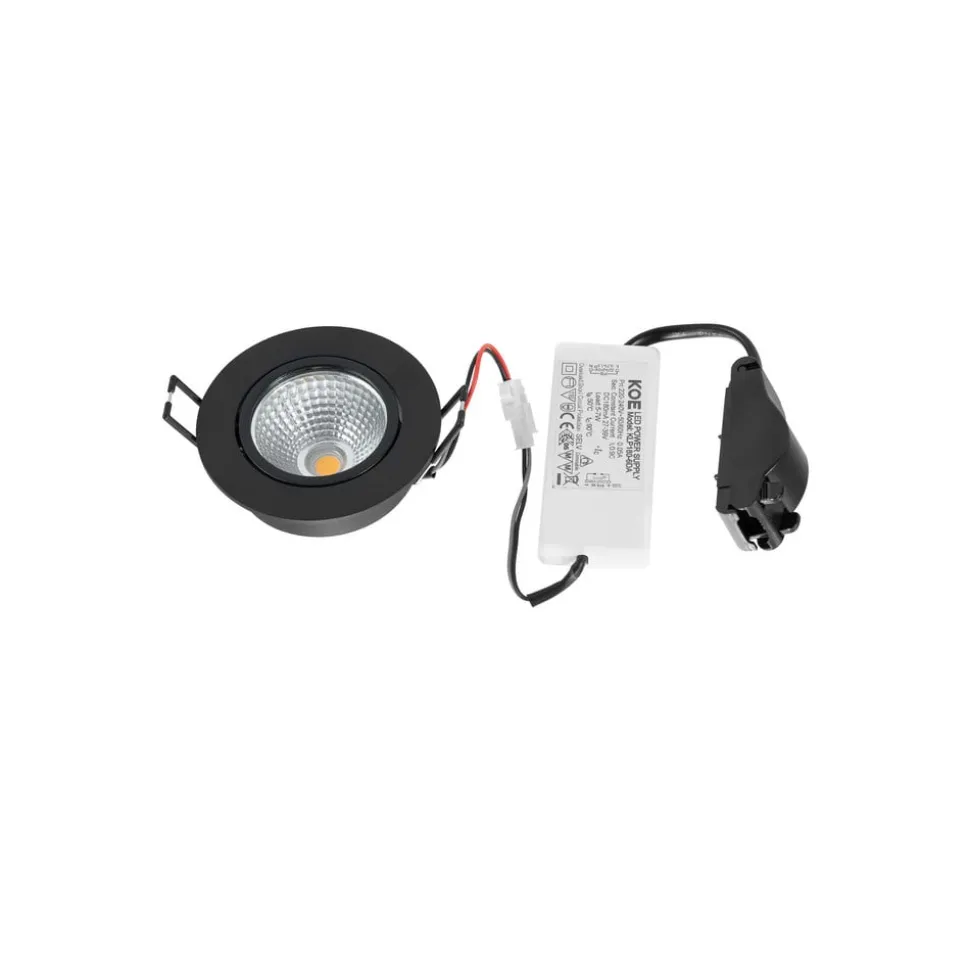 Arcchio LED downlight Zarik zwart, 3.000K