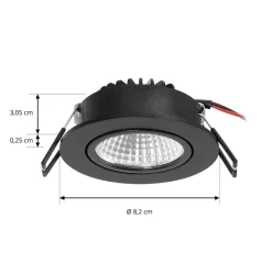 Arcchio LED downlight Zarik, zwart, 2.700K