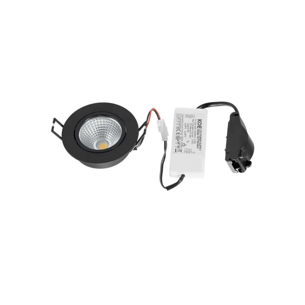 Arcchio LED downlight Zarik, zwart, 4.000K