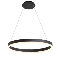 Arcchio LED hanglamp Albiona, zwart, 1 ring, Ø 60 cm