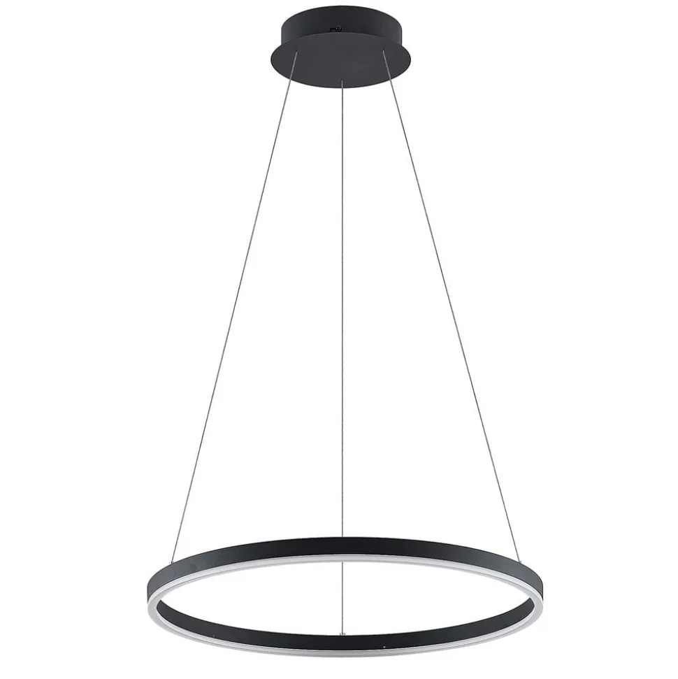 Arcchio LED hanglamp Albiona, zwart, 1 ring, Ø 60 cm