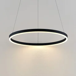 Arcchio LED hanglamp Albiona, zwart, 1 ring, Ø 60 cm