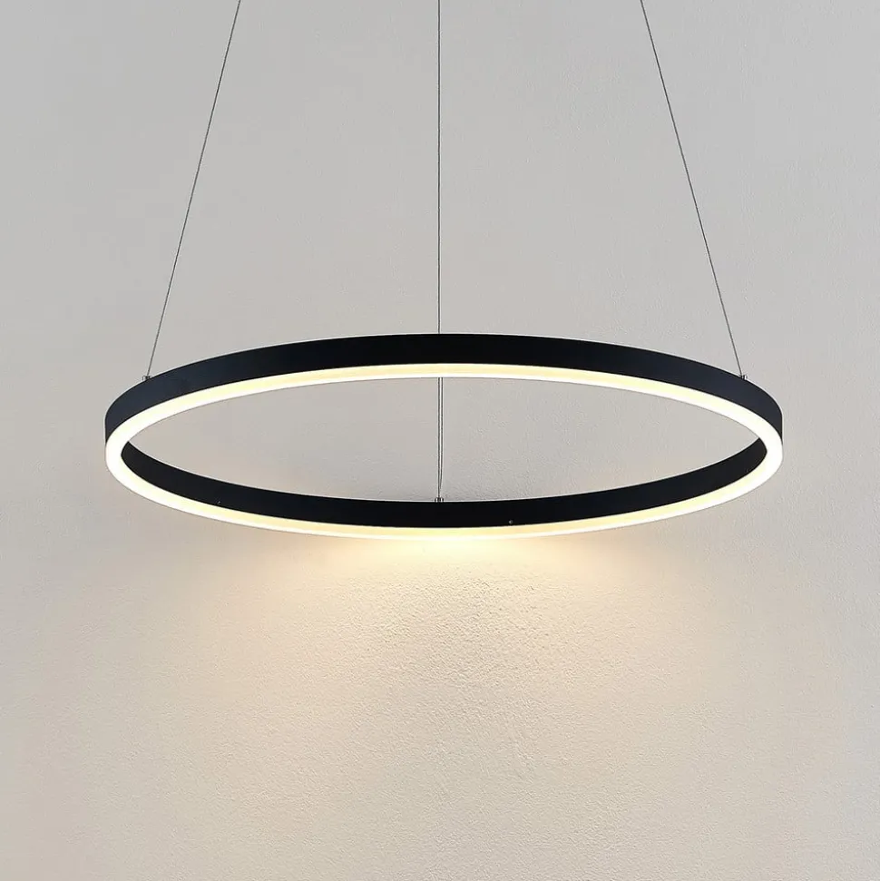 Arcchio LED hanglamp Albiona, zwart, 1 ring, Ø 60 cm